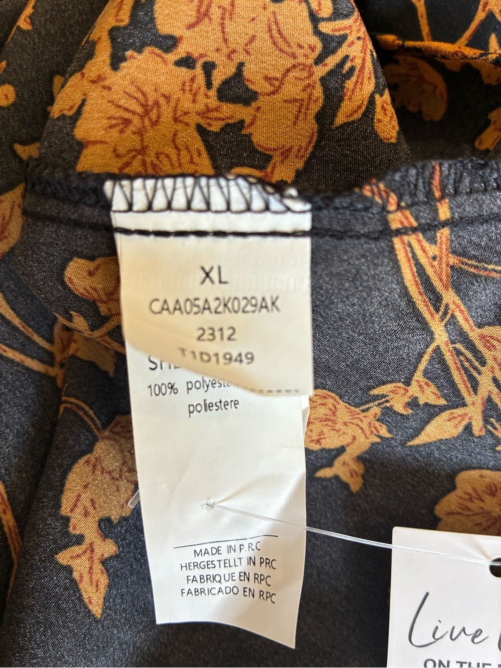 ✨NWT✨Cupshe Black Long-Sleeve Mock Neck Dress with Gold/Orange Floral Print - Picture 9 of 9